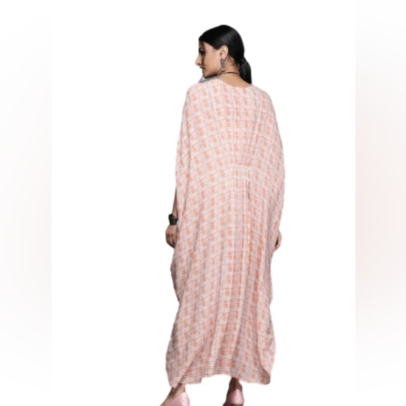 Libas v neckline printed georgette kaftan maxi dress size medium - Picture 4 of 8